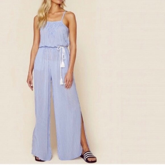 Faithfull The Brand Blue Striped Jumpsuit Playsuit - Picture 1 of 16
